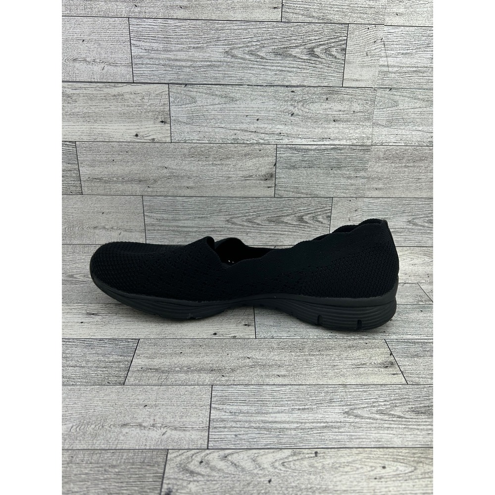 Skechers Sport 49481 Black Knit Scalloped Slip On Walking Shoes Womens 9.5 - Picture 5 of 11